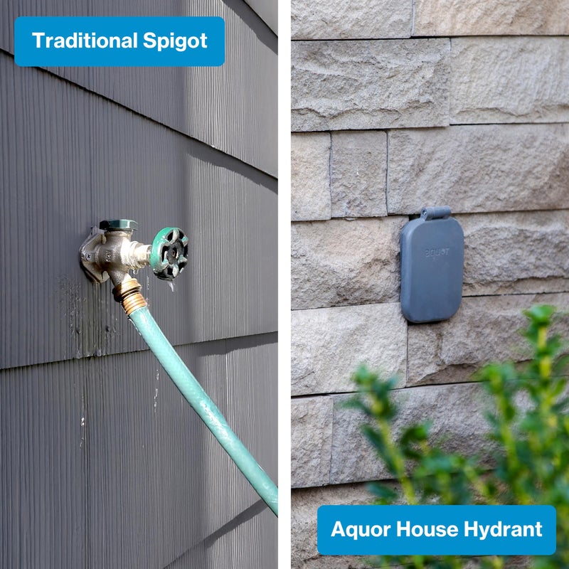 Aquor صنبور خارجي Aquor House V2+ مقاوم للصقيع، صمام مضاد للشفط مع توصيل سريع، صنبور جدار مقاوم للصقيع، عمود بطول 10 بوصات، عمق تركيب 11-1/2 بوصة، رمادي داكن - Image 4